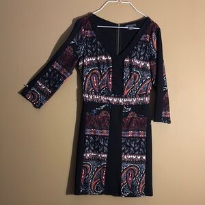 Covington Pink Black Sheath Dress V-Neck 3/4 Sleeve